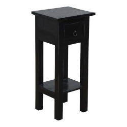 SUNSET TRADING Cottage Narrow Wood Side Table In Distressed Antique In Black