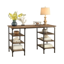 LEXICON Millwood Metal Counter Height Writing Desk In And Black In Brown