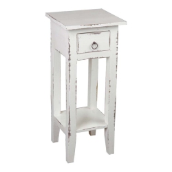 SUNSET TRADING Cottage Narrow Wood Side Table In Distressed Washed In White