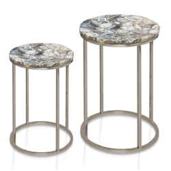 STEVE SILVER COMPANY Onyx Nickel Agate Top Nesting Table