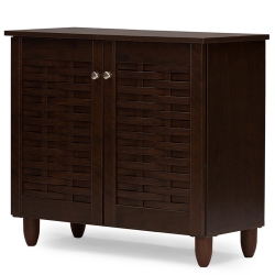 BAXTON STUDIO Winda 2 Door Shoe Cabinet In In Dark Brown