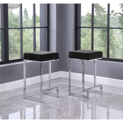 BEST MASTER Dorrington Velvet Backless Counter Height Stool In Black/silver (Set Of 2)
