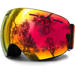 ULTREND Otg (Over-The-Glasses) Design Ski & Snowboard Goggles for Men, Women & Youth With 100% Uv Protection In Black/red
