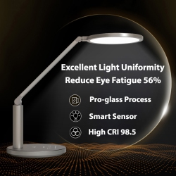 ECPRO Desk Lamp, Professional 96 PCs Leds Eye-Caring Lamp, Micro Lightguide Structure, Glass Penal, 98.5 High Cri, Auto Brightness Sensor, Natural