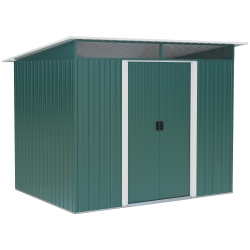 OUTSUNNY 8.5' X 6' Garden Storage Shed With Skylight, Metal Outdoor Shed Tool House With Double Doors for Patio Yard, Dark In Green