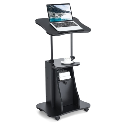 COSTWAY Height Adjustable Standing Desk Mobile Podium Cart W/tilt Desktop & Door Cabinet