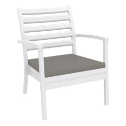 COMPAMIA Artemis Xl Club Patio Set 7 Piece With Acrylic Fabric Taupe Cushions In White