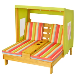 SLICKBLUE Kids Lounge Patio Lounge Chair With Cup Holders And Awning