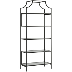 SAUDER Harvey Park 5 Shelf Metal Framed Glass Bookcase In In Black