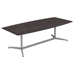 BBF Bush Business Furniture 96W X 42D Boat Shaped Conference Table With Metal Base In Storm In Gray