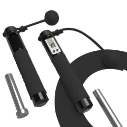 110 inches Adjustable Rope Length Cordless Counting Jump Rope with Calorie, KM, Miles and Counting Digital Display - in Black
