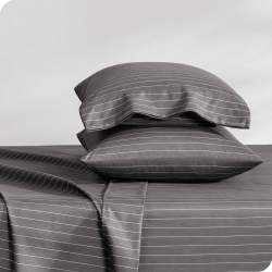 BARE HOME Sheet Set - Premium 1800 Ultra-Soft Microfiber - Double Brushed - Hypoallergenic - Wrinkle Resistant (Pinstripe - Grey/white, California