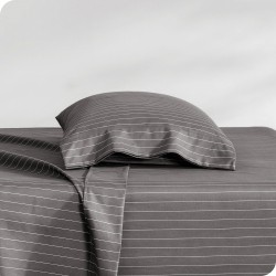 BARE HOME Sheet Set - Premium 1800 Ultra-Soft Microfiber - Double Brushed - Hypoallergenic - Wrinkle Resistant (Pinstripe - Grey/white, Twin)