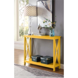CONVENIENCE CONCEPTS Oxford Console Table In Wood Finish In Yellow