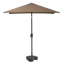 CORLIVING Square Tilting Sandy Fabric Patio Umbrella With Base In Brown