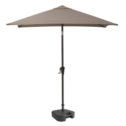 CORLIVING Square Tilting Sand Fabric Patio Umbrella With Base In Gray