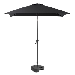CORLIVING Square Tilting Fabric Patio Umbrella With Base In Black