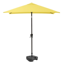 CORLIVING Square Tilting Fabric Patio Umbrella With Base In Yellow