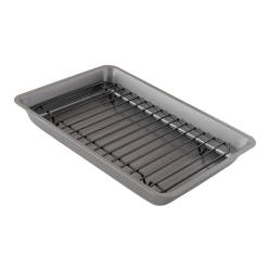 CHEF POMODORO Non-Stick Carbon Steel Small Roasting Pan \w Rack, Countertop Oven Roaster, 11 X 7.7 Inches, Heatproof Up to 450 F/ 232 C, Petite