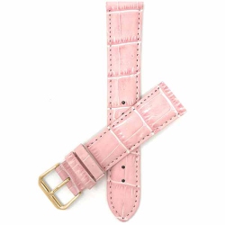 BANDINI Womens Leather Alligator Pattern Smart Watch Band Strap for Fossil Gen 6 (42Mm), Hybird Hr Scarlette, Chartier - 18MM / Gold Buckle In Pink