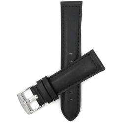 BANDINI Mens Padded Leather Smart Watch Band Strap for Oneplus Watch - 22MM / Silver Buckle In Black