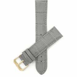 BANDINI Womens Leather Alligator Pattern Smart Watch Band Strap for Fossil Gen 6 (42Mm), Hybird Hr Scarlette, Chartier - 18MM / Gold Buckle In Grey