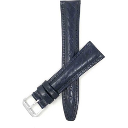 BANDINI Leather Semi Glossy Smart Watch Band Strap for Amazfit Bip, U, S, Lite, Gtr 42Mm, Gts - 20MM / Silver Buckle In Blue