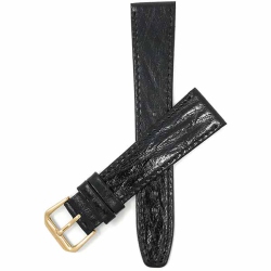 BANDINI Thin Leather Bark Pattern Smart Watch Band Strap for Michael Kors Access Runway - 18MM / Gold Buckle In Black