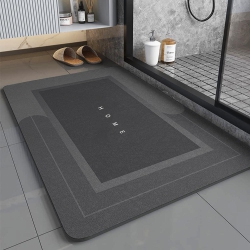LIVINGBASICS Bathroom Bathtub Mat Strong Absorption And Fast Drying Diatomaceous Earth - - Dark Grey, 50 80Cm
