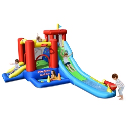GYMAX Kids Inflatable Bounce House Castle 9 In 1 Water Slide Park Without Blower