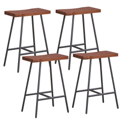GYMAX Saddle-Seat Bar Stool 4 Set Counter Height Bar Stools W/ Curved Seat Surface