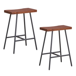 GYMAX Saddle-Seat Bar Stool 2 Set Counter Height Bar Stools W/ Curved Seat Surface