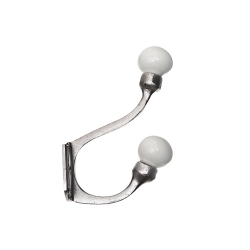 MAISON CONCEPTS INC Iron Hook With Ceramic Knob (Nickel - Set Of 4 In Ivory
