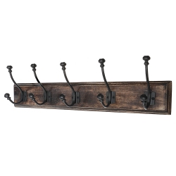 MAISON CONCEPTS INC 5 Gun Metal Iron Hooks On Wood Base
