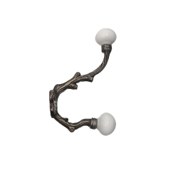 MAISON CONCEPTS INC Iron French Hook With Ceramic Knob (Antique Brass) - Set Of 4 In Ivory