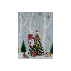 MAISON CONCEPTS INC Led Canvas Wall Art (Gnome Decorating Tree) (12 X 16)