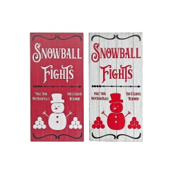 MAISON CONCEPTS INC Printed Mdf Snowball Fights Sign (Asstd) - Set Of 2