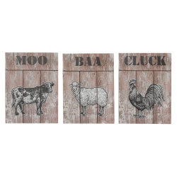 MAISON CONCEPTS INC Wood Wall Sign With Metal Accent (Farm Animals) (Asstd) - Set Of 3