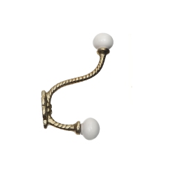 MAISON CONCEPTS INC Iron Twist Hook With Ceramic Knob (Gold) - Set Of 4 In Ivory