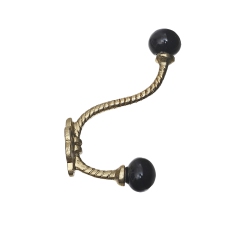 MAISON CONCEPTS INC Iron Twist Hook With Ceramic Knob (Gold) - Set Of 4 In Black