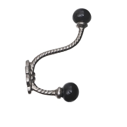 MAISON CONCEPTS INC Iron Twist Hook With Ceramic Knob (Nickel) - Set Of 4 In Black