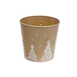 MAISON CONCEPTS INC Metal Embossed Tree Round Planter (6.25" Dia) In Gold