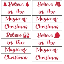 MAISON CONCEPTS INC S/4 Wooden Enamel Coasters (Believe In The Magic Of Christmas)