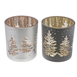 MAISON CONCEPTS INC Glass Tealight Holders (Silent Night) (Asstd) - Set Of 2