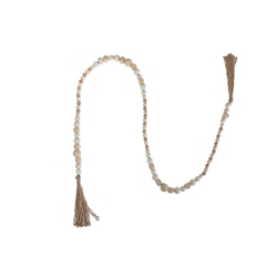 MAISON CONCEPTS INC Wood Beaded Garland With Tassels (Natural)