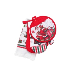MAISON CONCEPTS INC 4 PC Kitchen Set (Santa On Scooter) - Set Of 2