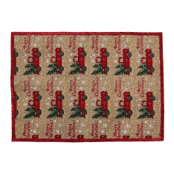 MAISON CONCEPTS INC Truck With Tree Print Polyester Placemat - Set Of 12 In Red