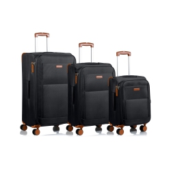 CHAMPS Classic Collection 3-Piece Soft Side 8-Wheeled Expandable Luggage Set - In Black