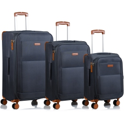 CHAMPS Classic Collection 3-Piece Soft Side 8-Wheeled Expandable Luggage Set - In Grey