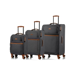 CHAMPS Classic Ii Collection Ultra-Light 3-Piece Soft Side 8-Wheeled Expandable Luggage Set - In Grey